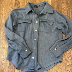 Steve Madden Blue Button-Up Fleece Shacket womens